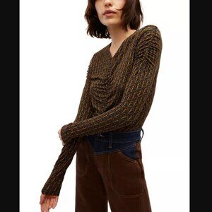 Veronica Beard Neeta Monogram Top Navy NWOT Women's Medium